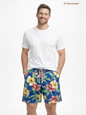 Polo by Ralph Lauren Floral Hibiscus Swim Trunks (Size 36)